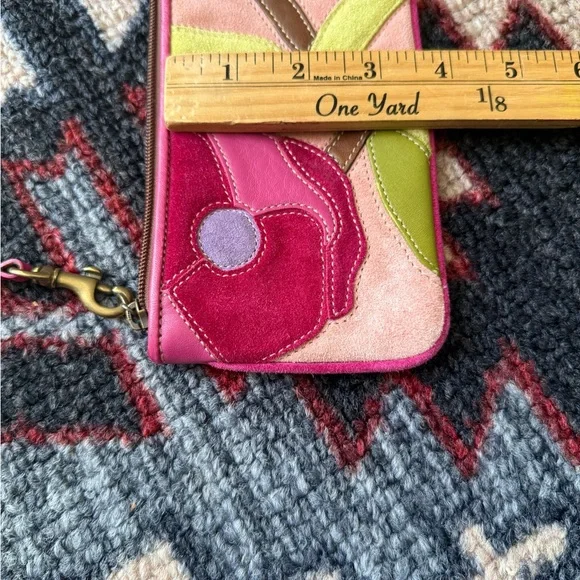 Coach RARE Suede and Leather Poppies for Peace Wristlet. - Picture 10 of 11